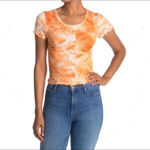 Abound tie dye rise amber baby tee button short sleeve